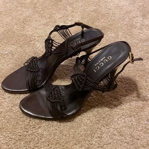 Authentic Gucci brown leather vintage sandals 7.5